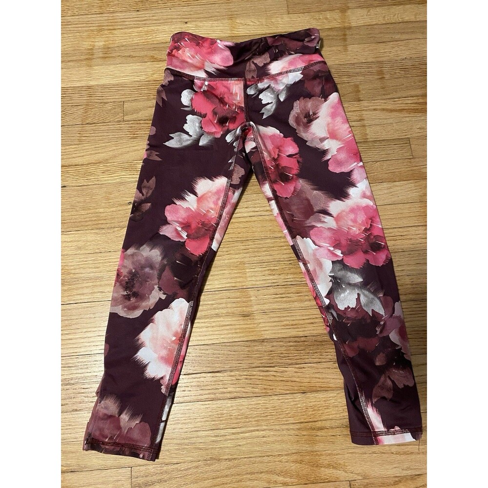 Old Navy Active Go Dry Leggings Girl 8 Floral Pink And Purple